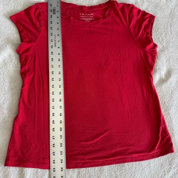 Tahari Red Essential Cap Sleeve T-Shirt - Picture 5 of 7